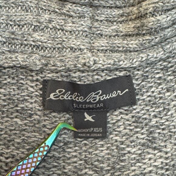 Eddie Bauer Sleepwear Open Front Beige Size XS/S Petite Cardigan Cozy Cowl Neck - Picture 2 of 8